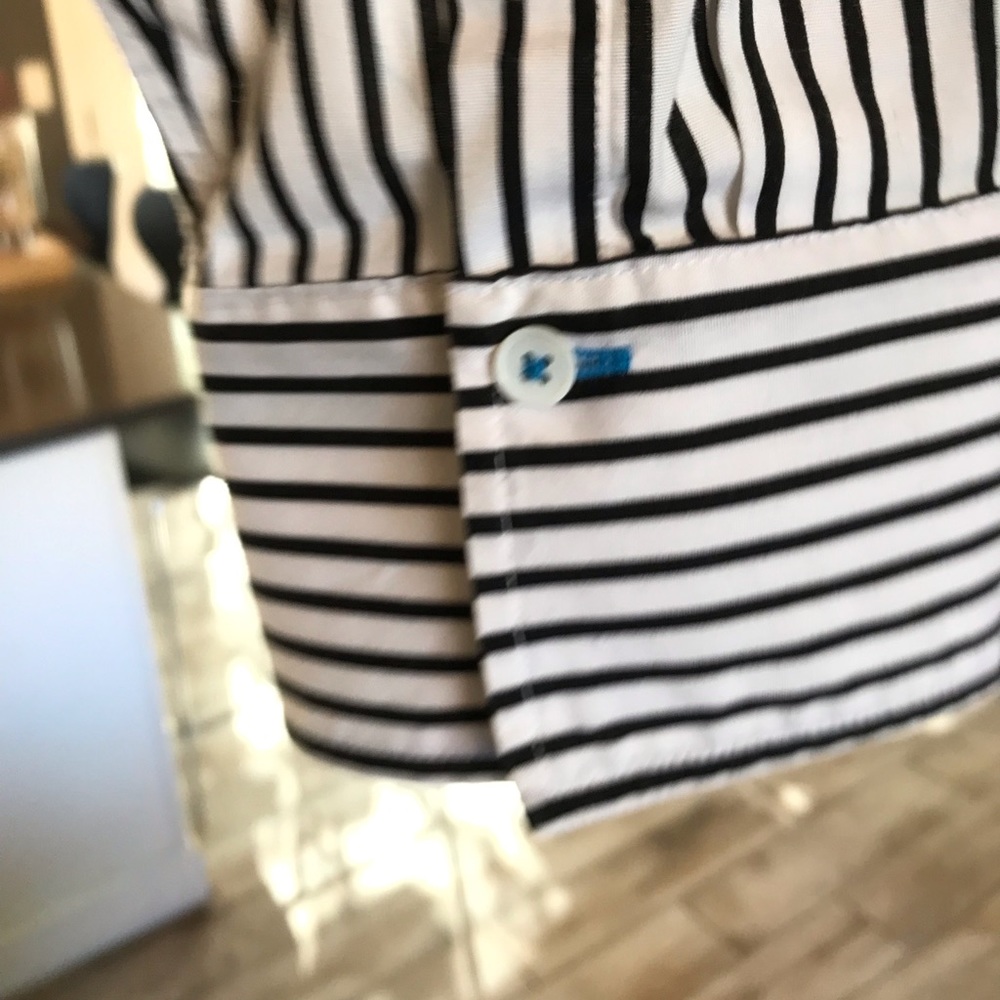 Talbots Black and White Striped Button-Front Blouse - Picture 6 of 6